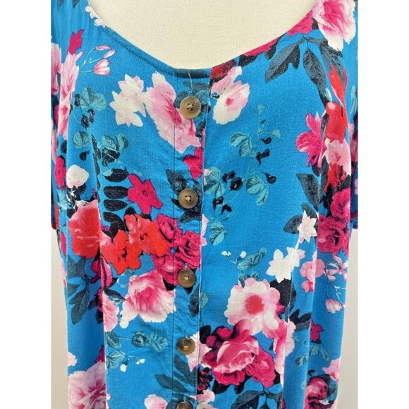 Torrid Women's Floral Rayon Slub Button-Front Flutter Sleeve Top 2 Plus Size - Picture 15 of 15